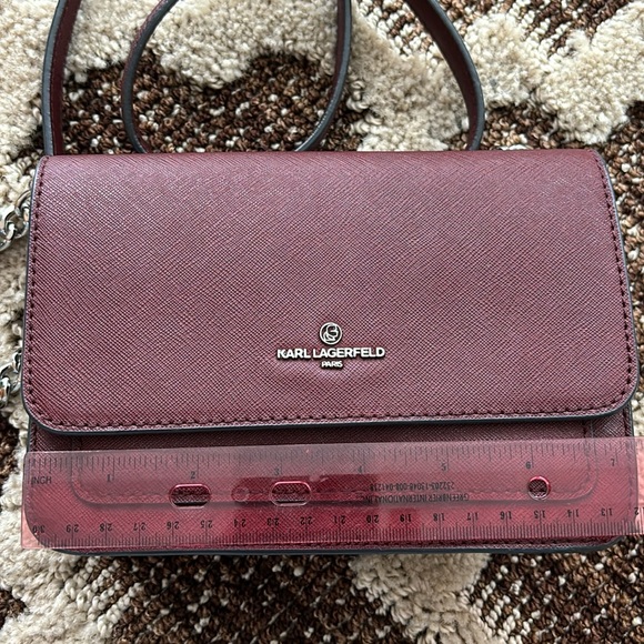 Karl Lagerfeld Burgundy Mini Crossbody Bag - Picture 11 of 15